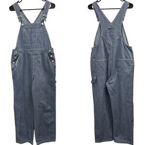 Gap VTG Y2K Blue White Hickory Stripe Denim Overalls Railroad Workwear Utility
